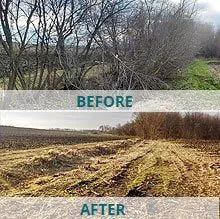 Before and After images of a tree line being cleared