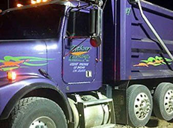 Purple dump truck